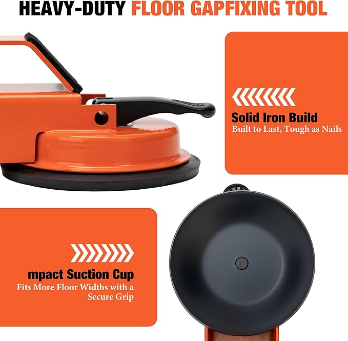 Floor Gap Fixer Tool – Heavy Duty 45° Striking Surface Floor Gap Repair Tool Enhanced Suction Cup with Slot Cutter, Hammer and 8pcs Sticky Pads for Fixer Laminate/Vinyl Flooring Tools