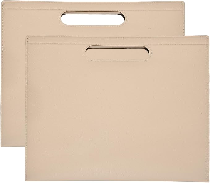PATIKIL 2Pcs Leather Folder, 13.3x12.6 Magnetic Leather Document Holder File Folder PU Pouch Bag Portfolio File Organizer Handbag Personal Envelope Waterproof for Traveling, Khaki