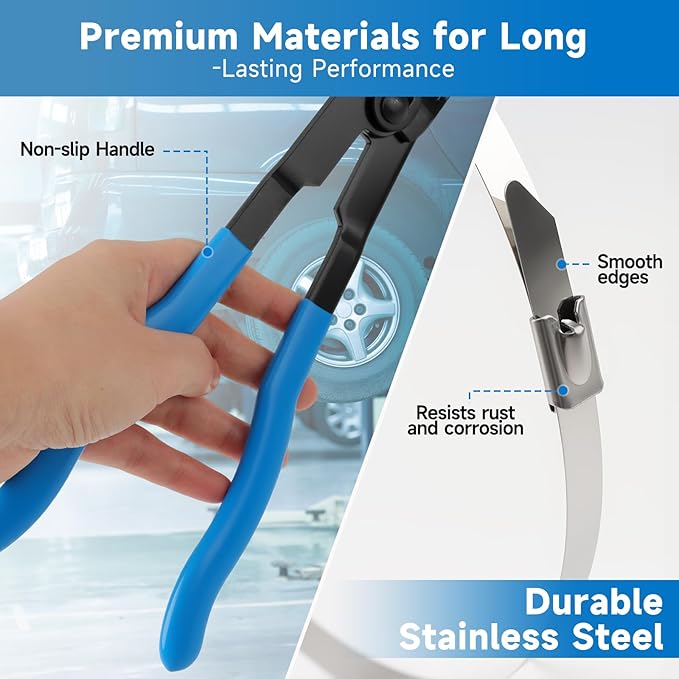 CV Boot Clamp Pliers Kit with 20PCS 304 Stainless Steel Clamps, Professional CV Axle Tool Set for Hose Banding, Dust Cover Clip Removal & Car Repair Accessories (Blue)