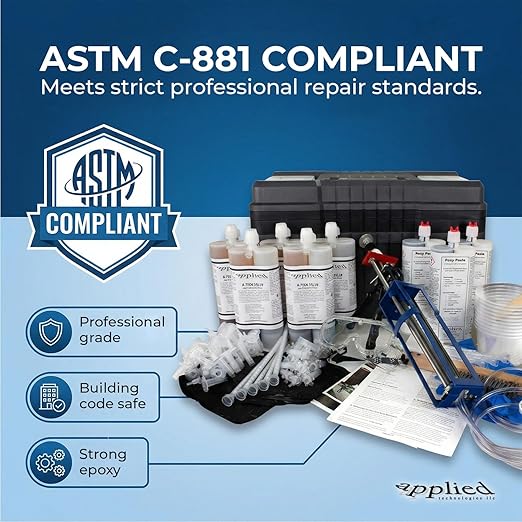 30ft Epoxy Foundation Wall Crack Repair Kit, A-Tech 212 LV Injection System, ASTM C-881 Structural Concrete Crack Repair, Basement Wall Leak Sealant & Foundation Concrete Filler, Tough Waterproof Seal