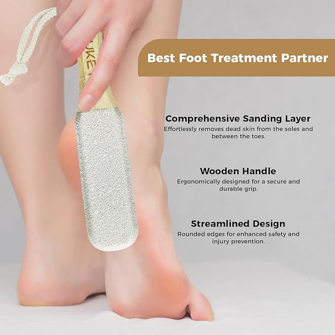 Foot File Scrubber for Dead Skin Remover, Callus Remover for Cracked Heel, Professional Feet Grater Rasp Scraper Corns Callous Removers Tool with Wooden Handle to Hard Skin Corns for Dry & Wet Fee
