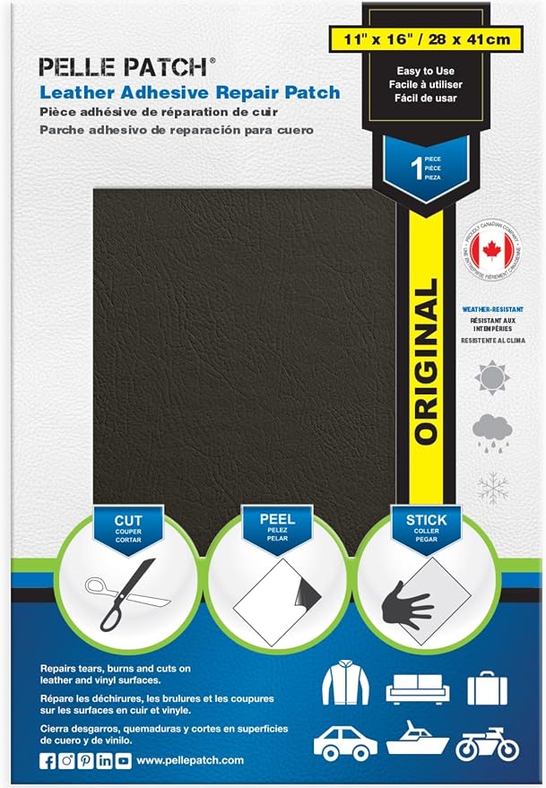 Black Leather Repair Kit for Furniture - 25 Colors Available - Original 11x16 - Dark Grey