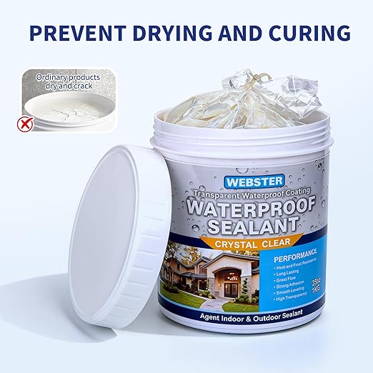 Transparent Waterproof Coating, WEBSTER 35 Oz Invisible Sealant,Transparent Leak Proof Coating for Roof, Wall, Bathroom, Window Sill, Indoor & Outdoor