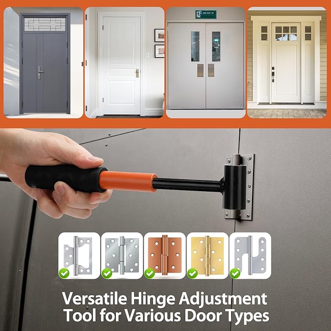 Door Hinge Adjustment Tool Kit, 4 in 1 Hinge Gap Adjusting Wrench Set for Residential and Commercial Use, Door Gap Adjustment Tool, Heavy Duty Door Hinges Repair Wrench with Rubber Grip