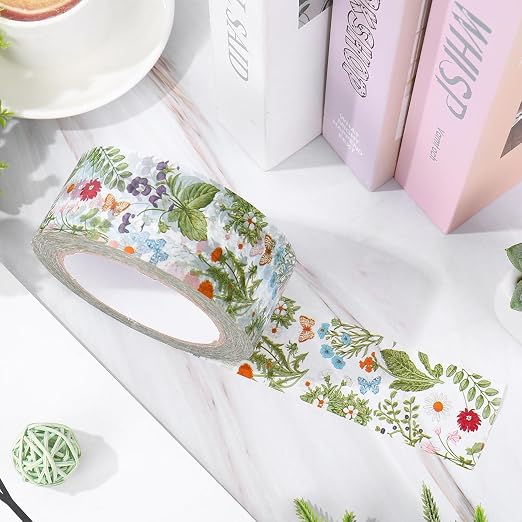 JarThenaAMCS 109 Yard Wildflower Packing Tape Spring Vintage Floral Decorative Sticky Gift Wrapping Tape Shipping Tapes for DIY Crafts Small Business Sealing Boxes Mail Boxes