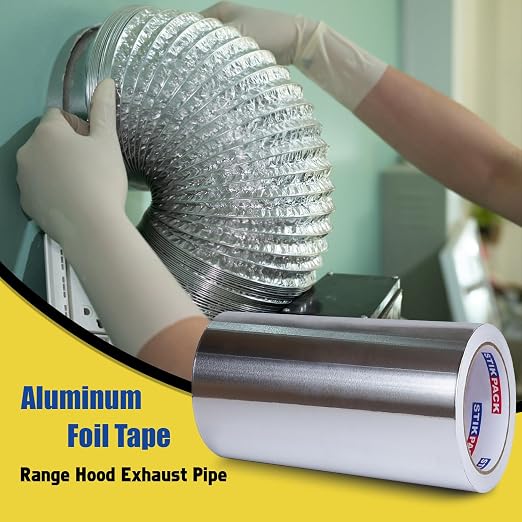 Aluminum Foil Tape 12 inch x 60ft (20 Yards) Heavy Duty HVAC Duct Tape for Ductwork – High Temperature Silver Foil Tape for Insulation, Metal Repair, Exhaust Sealing & Patching