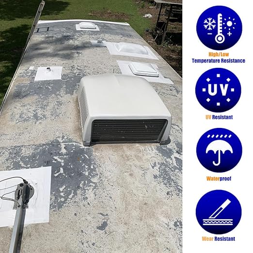 RV Roof Sealant Tape, Repair Tape White 4" x 16.4' Waterproof Seal Tape UV & Weatherproof Sealant Roofing Tape for RV Repair, Window, Boat Sealing, Truck Stop Camper Roof Leaks