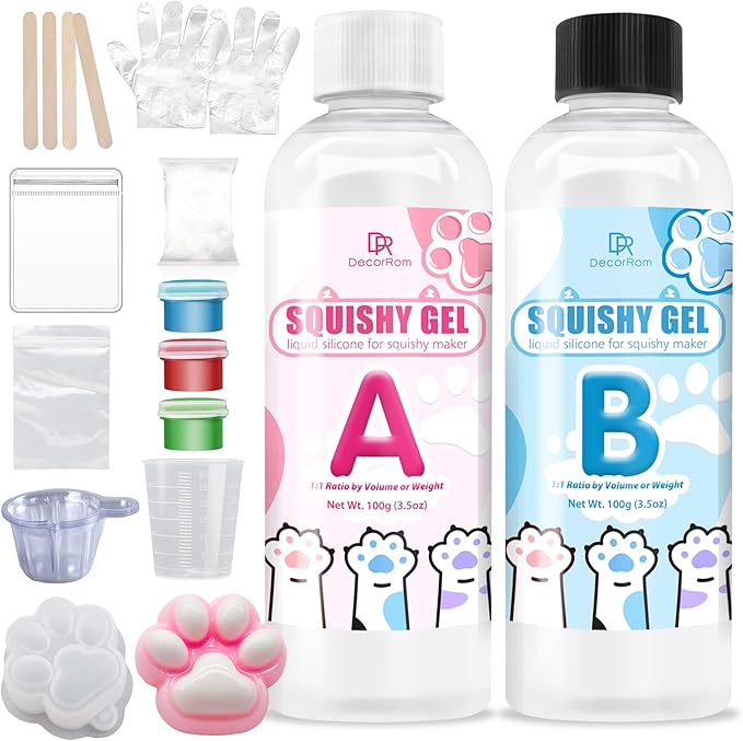 Gel for Taba Squishy Kit, 7oz Liquid Silicone Super Soft Fast Cure for Squishy Maker, All-in-1 Squishy Making Rubber for Cat Paw Casting Hamster Molding, Stress Relief Decompression Craft Adult Hobby