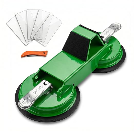 PlayMoon Floor Gap Fixer Tool, Heavy Duty Dual Suction Cup Floor Gap Repair Tool with Metal Levers for Laminate Flooring Engineered Hardwood and Vinyl Plank (Green)
