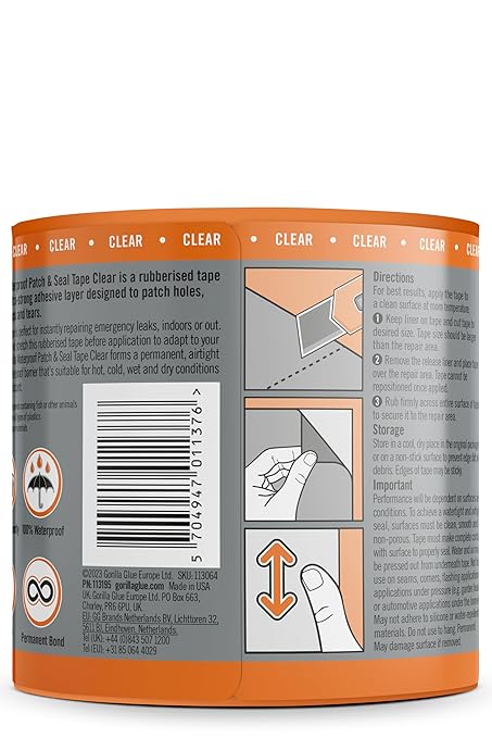 Gorilla Waterproof Patch & Seal Tape Clear 2.4m