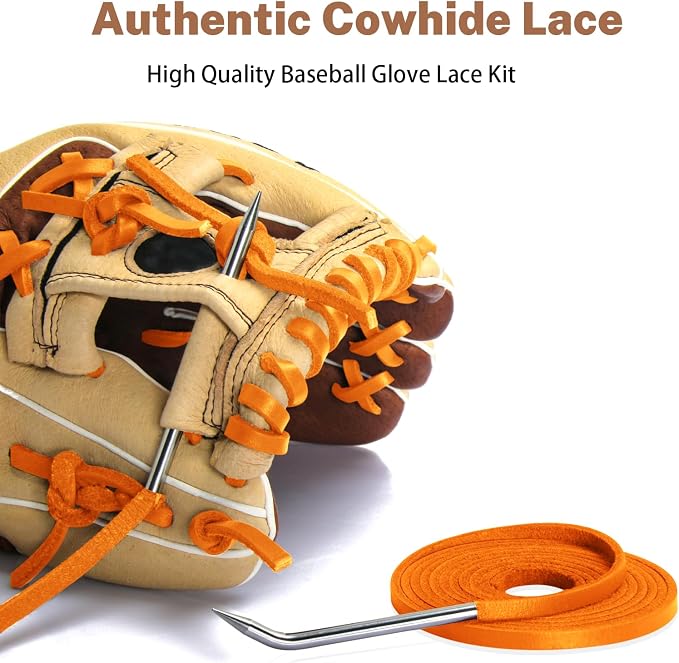Softball Baseball Glove Lace, Mitt Lace Repair Kit Includes 2 Leather Laces and Lacing Needle for Catcher's Glove