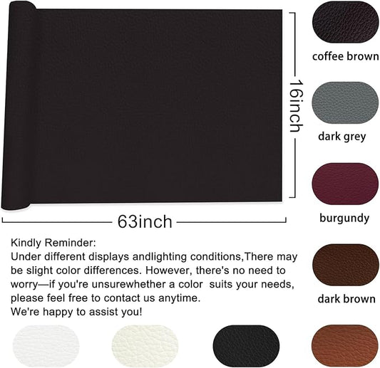 Leather Repair Patch Tape,16x63 inch Self Adhesive Leather Patches for Furniture,Vinyl Leather Repair Kit for Couches,Car Seats,Sofas,Office Chairs,Coffee