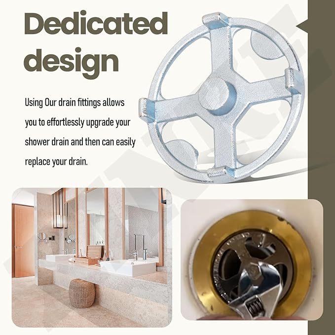 42239 No-Calk Shower Drain Wrench - Shower Drain Strainer Removal Tool for No-Caulk Drains with Drain Pipe Replacement Kit