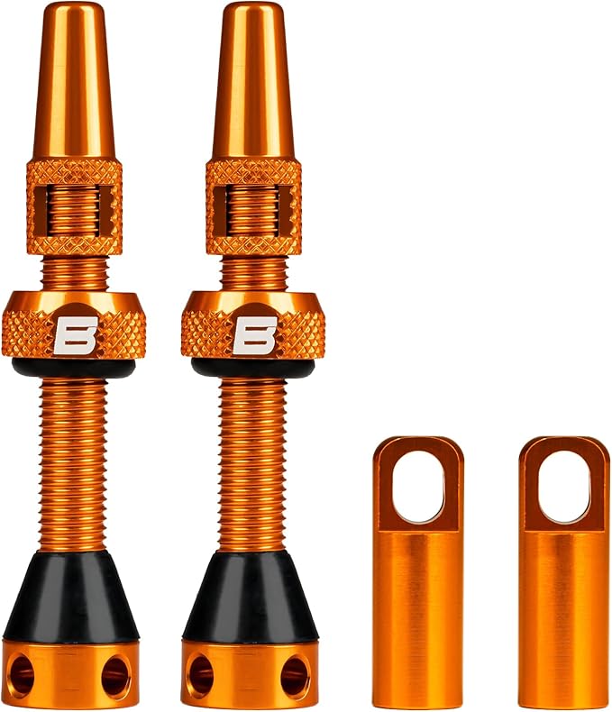 BWSHLF Tubeless Presta Valve Stem 40/44/55/60/65/80/100 mm, Super Light Alloy Presta Valve Stem Kit with Valve Core Remover Tool and Valve Stem Caps - Multiple Color and Size Options(Pair)