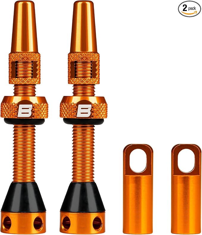 BWSHLF Tubeless Presta Valve Stem 40/44/55/60/65/80/100 mm, Super Light Alloy Presta Valve Stem Kit with Valve Core Remover Tool and Valve Stem Caps - Multiple Color and Size Options(Pair)