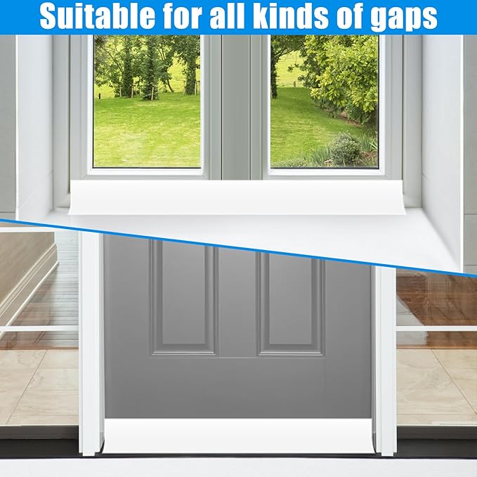Draft Seal Tape for Doors and Windows 3 in x 10 Ft Silicone Weather Stripping Extra Thick 2mm Door Seal Strip with Strong Adhesive Draft Insulation Stopper Side Seal - White