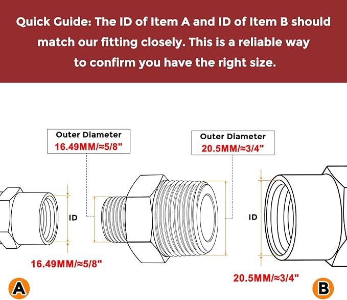 Packs of 10, 1/2" MNPT to 3/8" MNPT Solid Brass Hex Nipple Hose Connectors W/Sealing Tape, Male Pipe Adapters for Pipe Leak Repair, Bathroom Remodeling, Tool Extension, Compression