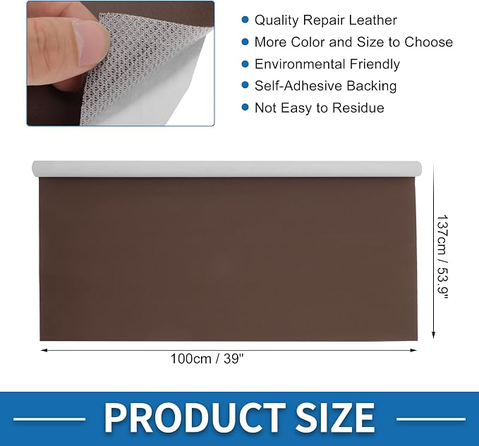 Self Adhesive Leather Repair Patch Strong Stickiness 39"x53.9" Leather Repair Tape PVC Faux Leather Light Brown 1 Pcs