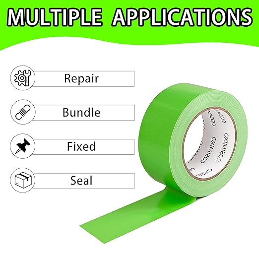 COSIMIXO 5-Pack Green Heavy Duty Duct Tape, 2 inches x 30 Yards, Strong, Flexible, No Residue, All-Weather and Tear by Hand - Bulk Value for Repairs, Industrial, Professional Use