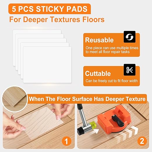 2026 New Heavy Duty Floor Gap Fixer Tool, Laminate Flooring Tools with Enhanced Suction Cup & 5 PCS Sticky Pads for Wood Floor, Laminate, Vinyl Plank, Hardwood