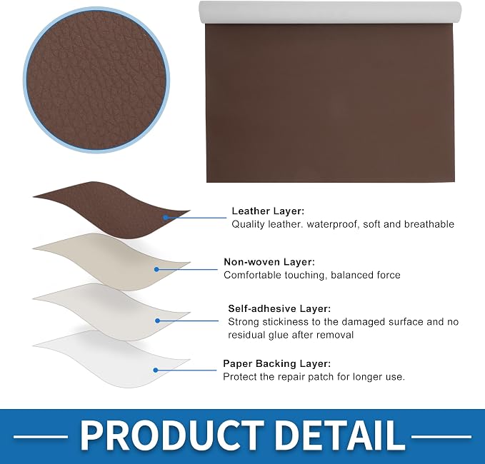Self Adhesive Leather Repair Patch Strong Stickiness 19.6"x27.5" Leather Repair Tape PVC Faux Leather Light Brown 1 Pcs
