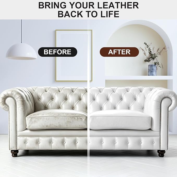 STARTSO WORLD Leather Recoloring Balm - Repair Kit for White Furniture and Car Seats | Scratch Remover, Restores Faded Leather