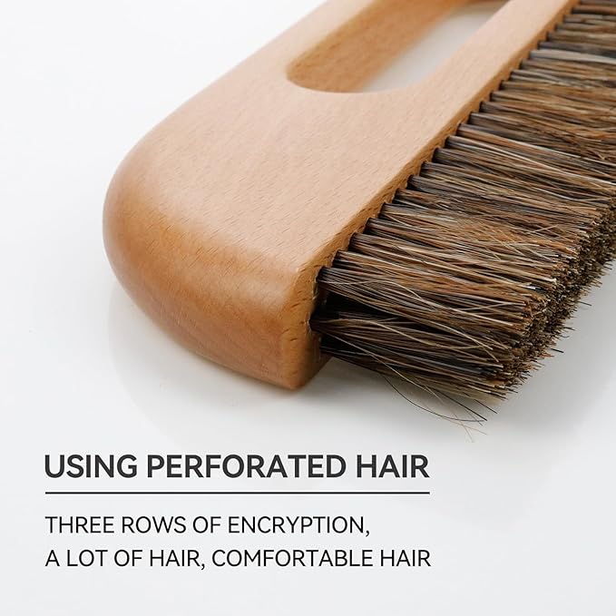 KUMGROT Wallpaper Smoothing Brush, 3-Rows Wallpaper Paste Hair Wallpapers Brush Tool Horse with Wood Handle for Wallpapering (W01)