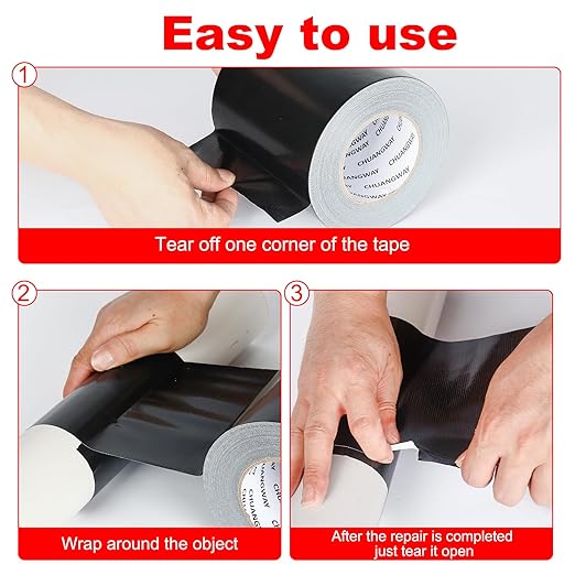 Duct Tape Heavy Duty,6 Inches x 55 Yards,9 Mil Thickness,Strong Industrial Strength,Flexible,No Residue,Waterproof and Tear by Hand,Multi-Use for Indoor & Outdoor Repairs(Black)