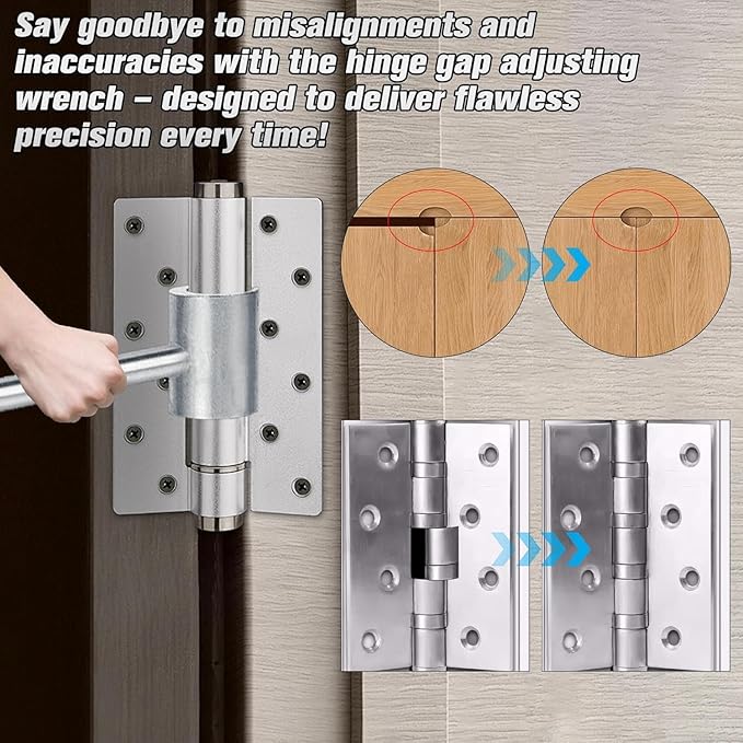1 Pack Dual Size Door Hinge Adjustment Tool 14–19mm, Door Hinge Repair Tool, Door Gap Adjustment Tool, Door Adjustment Tool, Heavy Duty for Fixing Gaps in Fire, Cleanroom Safety Use(Silvery)