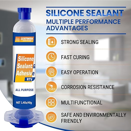 RTV Silicone Sealant Adhesive – 100% Waterproof Silicone Caulk for Automotive, Window, Bathroom, Kitchen – High Bond, Shrink & Crack Resistant – White(1.4oz/40g)