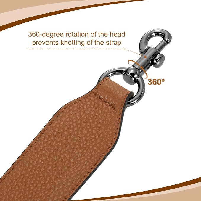 uxcell 22.83 Inch PU Leather Short Bag Strap with Clasp, Purse Handles Handbags Replacement Straps for Clutch Bag Crossbody Underarm Bags, Brown, Metallic Black Buckle