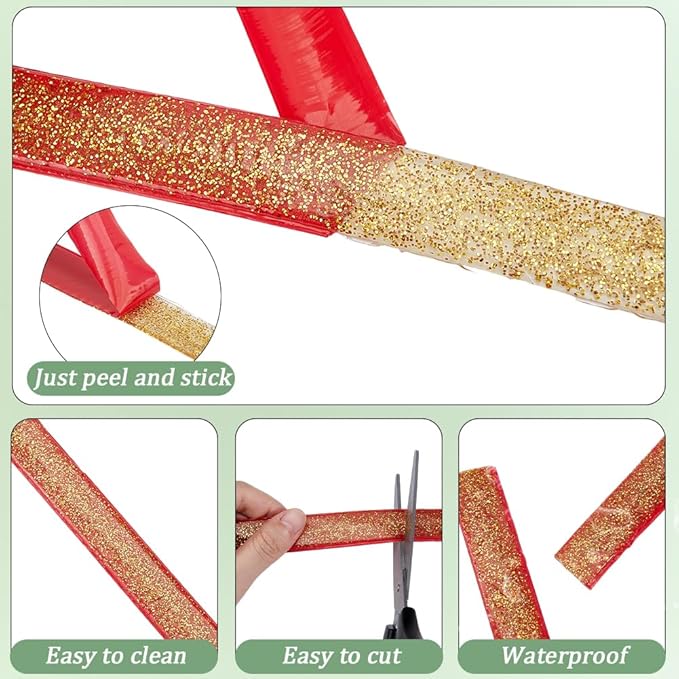 GORGECRAFT 6.56 Yard Ceramic Tile Gap Tape 0.8 Inch Self-Adhesive Caulk Strip Gold Waterproof Decorative Sealing Peel and Stick Tape Floor Wall Edge Sealant Trim for Kitchen Sink Stove Bathtub Toilet
