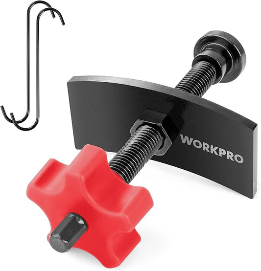 WORKPRO Heavy Duty Disc Brake Pad Spreader, Brake Caliper Compression Tool for Compressing Inner Pad with 2PCS Hangers, 360 Degree Swivel Joint Brake Piston Compressor Tool for Cars & Light Trucks