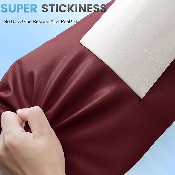 Leather Repair Patch Tape Kit, 16" x 30" Self Adhesive Leather Repair Patch for Furniture, Vinyl Leather Repair Kit for Car Seat, Chairs, Couch, Sofa, Boat Maroon