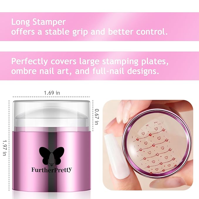 Jelly Silicone Nail Art Stamper, 2-in-1 Detachable Nail Stamping Tool with Scraper for Gel Polish & French Tips, Manicure Salon Supplies, Sello de Silicona para Uñas (2-in-1 Purple)