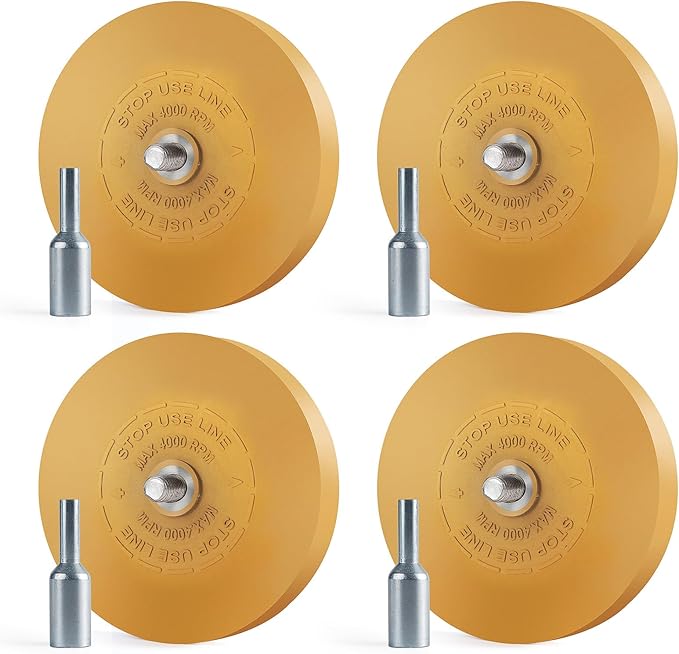 4 Pack Decal Remover Eraser Wheel Rubber Eraser Wheel Adhesive Remover Wheel for Cars Sticker Remover Tool Removes Pinstripe Stripe Vinyl Tape and Graphic