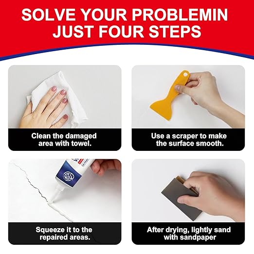 Drywall Repair Kit, Fivewan Wall Patch Repair Kit, Wall Mending Agent with Scraper, Simple Filling of Wall Holes＆Efficient Crack Repair