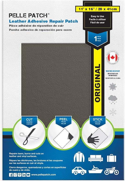 Faux Leather Repair Kit for Furniture - 25 Colors Available - Original 11x16 - Medium Grey