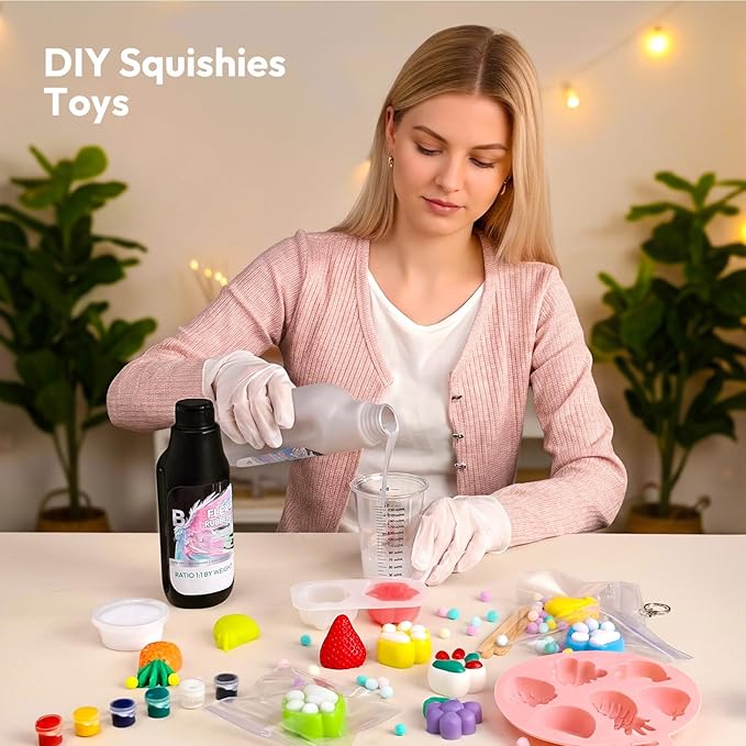 Taba Squishy Kit, Resiners Squishy Making Kit for Stress Relief Gift Entertainment - 32oz 1:1 Ab Squishies Gel Set & Molds for Make Your Own Squishies for Beginner & Adults