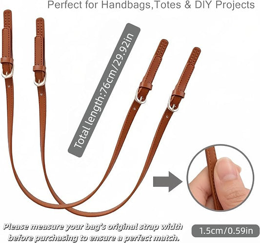 XIMEO 2 Pack Replacement Purse Straps – Adjustable PU Leather Handles with Buckle for DIY Bag Making, Tote & Handbag Repair