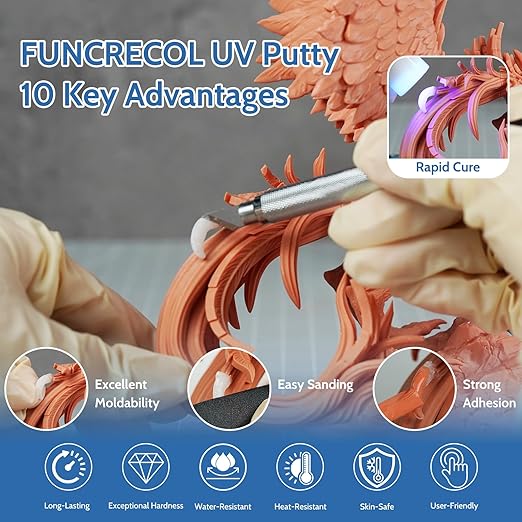 UV Putty 5g—365-405nm Fast Cure, Sand & Paint Ready, Opaque Multi-Surface Repair Filler for Crafts & 3D Prints