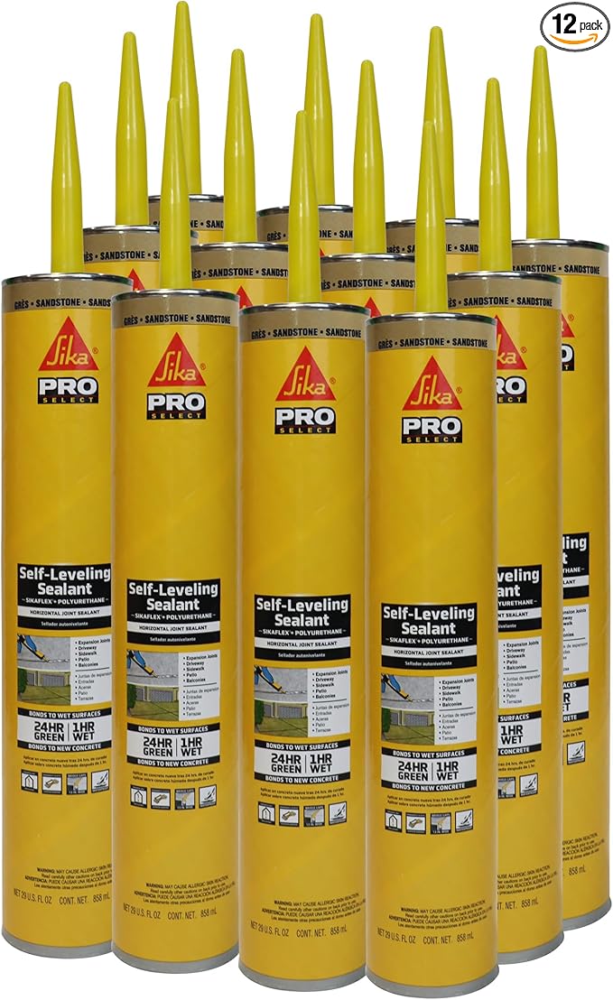 SIKA Sikaflex Self-Leveling Sealant - Sandstone, Polyurethane with Quick Curing for Horizontal Expansion Joints - 29 fl. oz Cartridge (Pack of 12), Durable, Easy Application