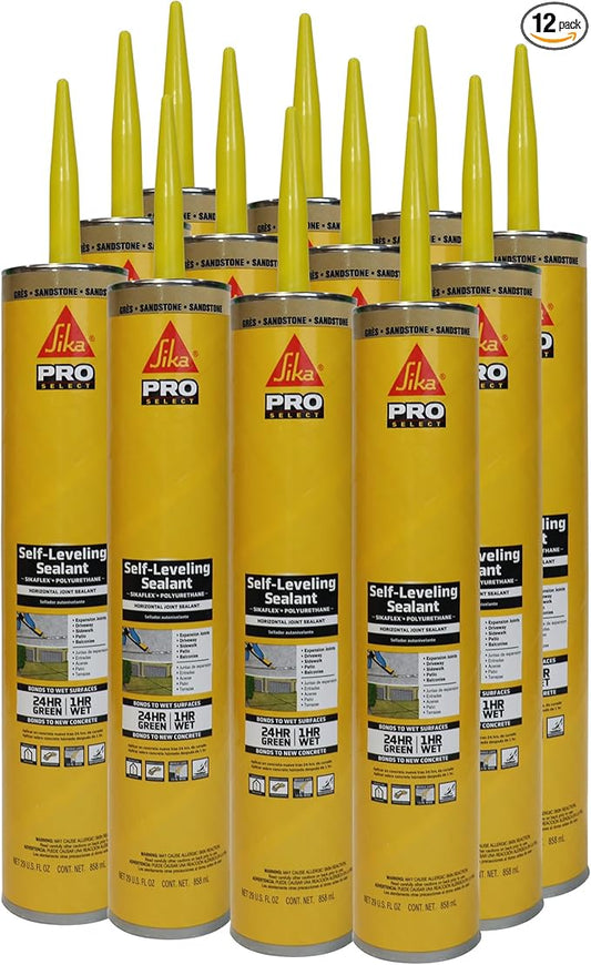 SIKA Sikaflex Self-Leveling Sealant - Sandstone, Polyurethane with Quick Curing for Horizontal Expansion Joints - 29 fl. oz Cartridge (Pack of 12), Durable, Easy Application
