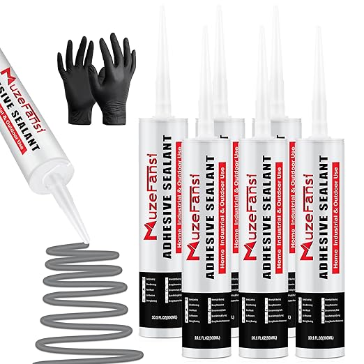 6 Pack Concrete Crack Filler, Concrete Crack Repair Sealant Gray, Self-Leveling Waterproof Joint Filler for Expansion Joints & Horizontal Cracks (10.1 fl oz, 6 Pack)