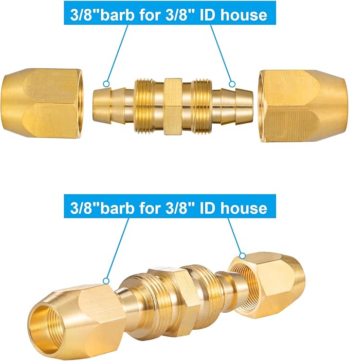 10PCS Soild Brass Air Reusable Hose Splicer For 3/8-Inch ID Hose,3/8" Air Hose Repair Fitting