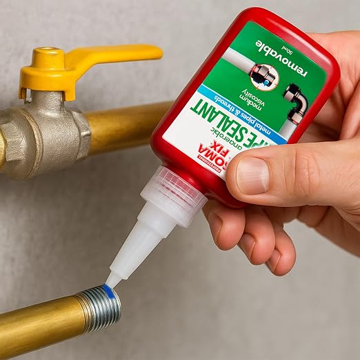 Pipe Thread Sealant - Anaerobic Sealant for Metal Pipe Threads, Fittings, Gaskets & Joints - Medium Viscosity, High-Pressure & Oil Resistant, Removable (1.7 fl oz / 50ml)