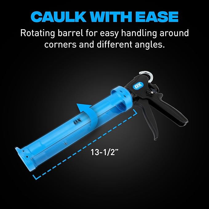 OX Pro 29 oz Caulking Gun - Heavy Duty Dual Thrust (24:1 or 12:1) Manual Caulk Gun for Large 29 oz Cartridges - Best Professional Caulking Tool for Sealant & Adhesive