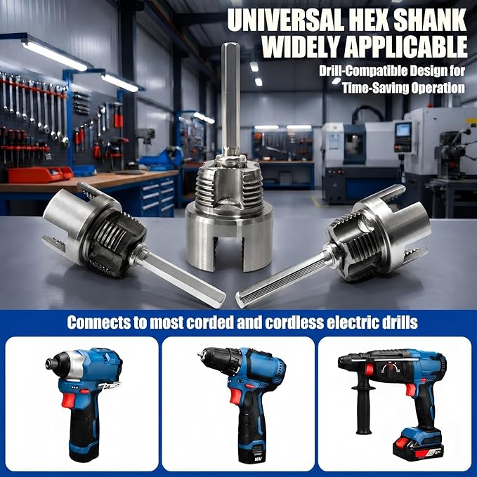 3 Pcs Pipe Thread Cutting Tool & PVC Pipe Threader Kit, Internal & External Rethreading Tool for 1/2", 3/4" & 1" PVC Plastic Pipes, Electric Drill Compatible for Plumbing Repair