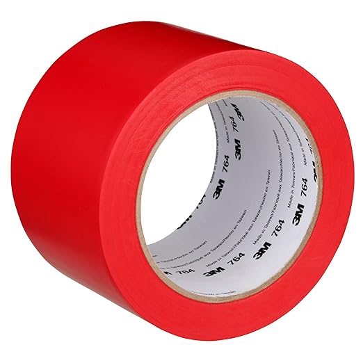 3M Vinyl Tape 764, General Purpose, 3 in x 36 yd, Red, 1 Roll, Light Traffic Floor Marking Tape, Social Distancing, Color Coding, Safety, Bundling
