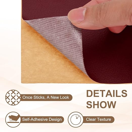PATIKIL Leather Repair Patch, 2 Pack 10 x 24 Inch Self-Adhesive Vinyl Patch Furniture Tape Repair Kit for Sofas Couches Stools Chairs Cabinets Bags, Burgundy